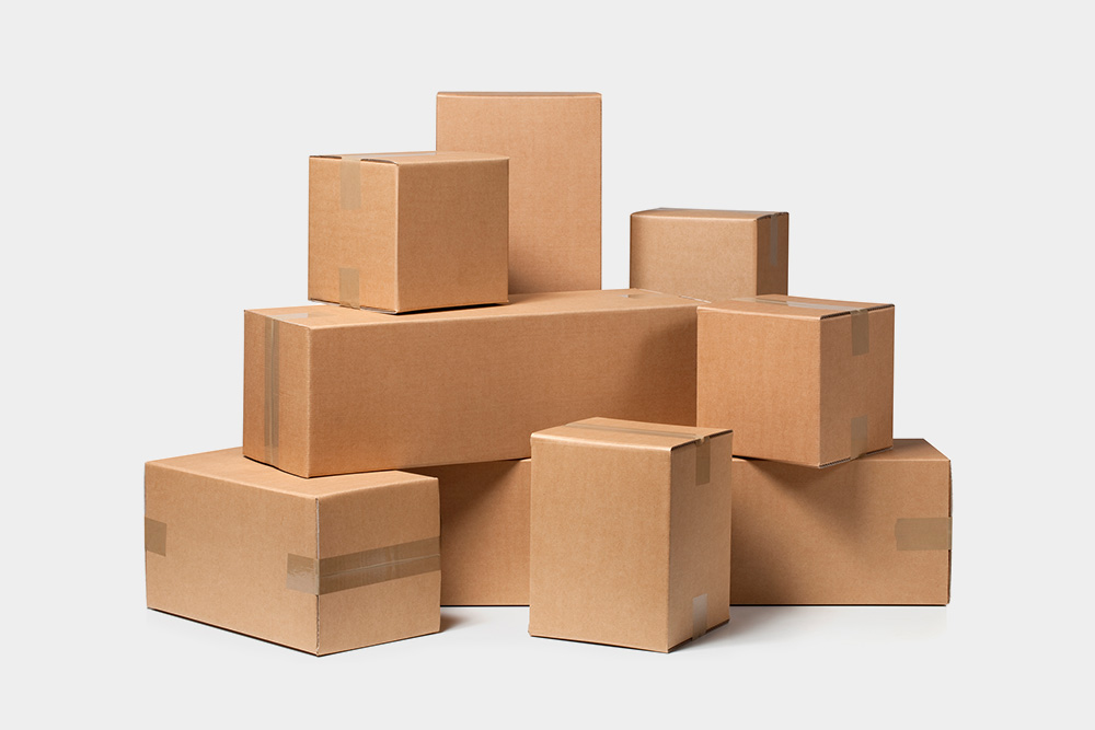 Stacked cardboard boxes