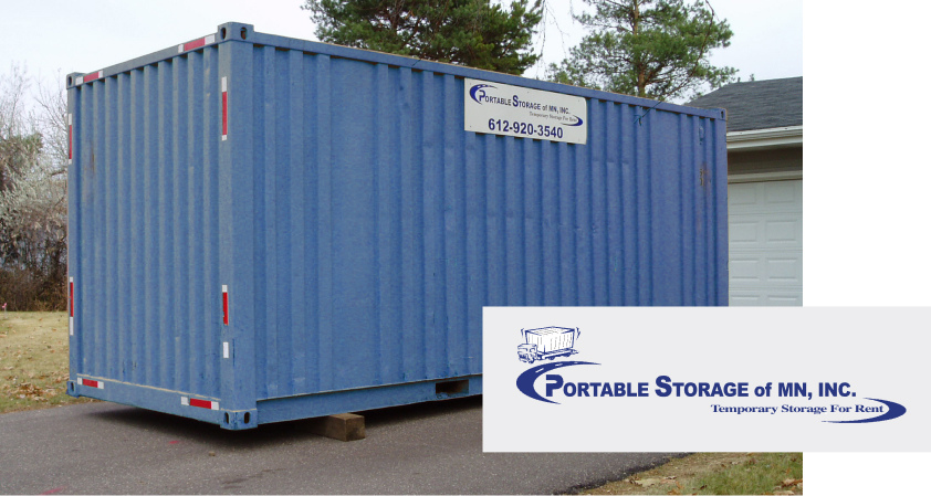 Big Blue Box with Portable Storage of MN sign.